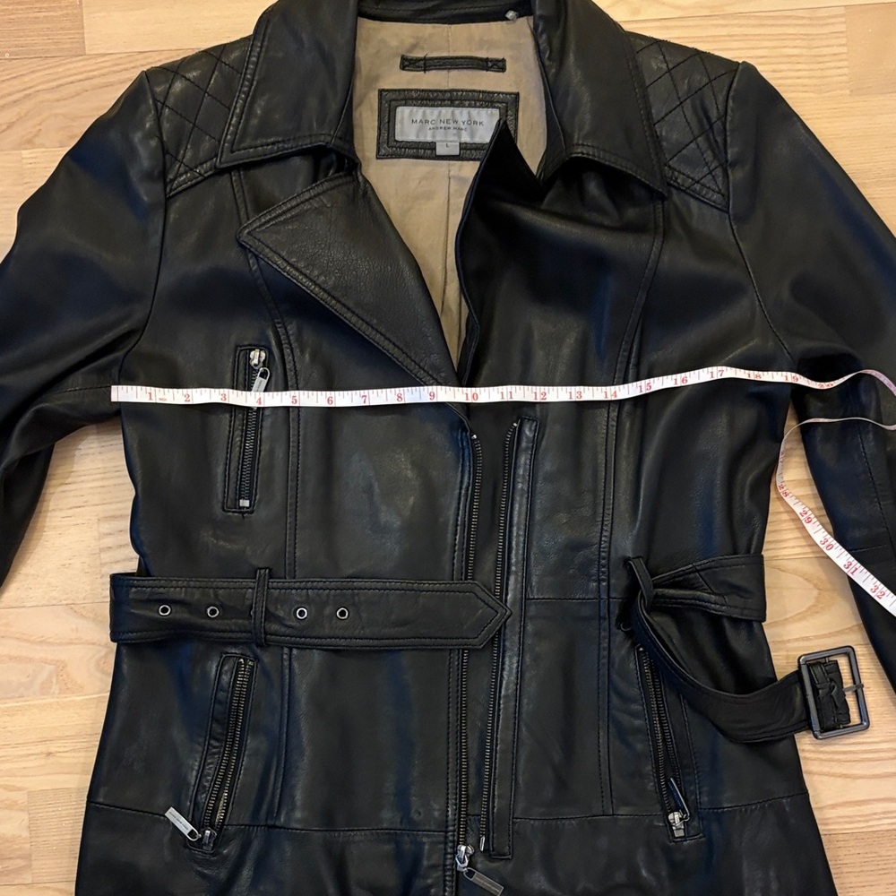 Marc New York Black Leather Belted Jacket - Picture 13 of 14